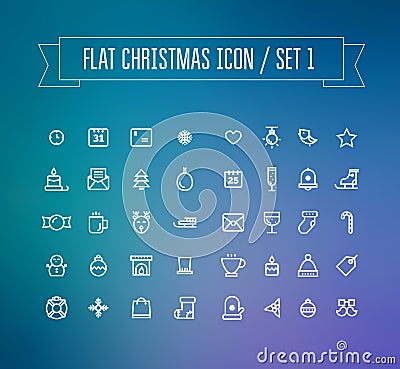 Set of flat Christmas icons Vector Illustration