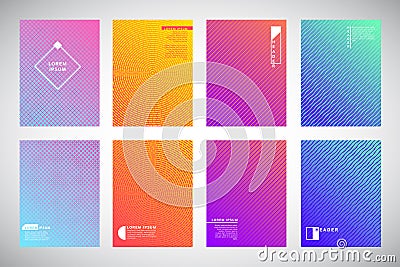 Set of flat colorful gradient backgrounds, folder, flyer template Vector Illustration