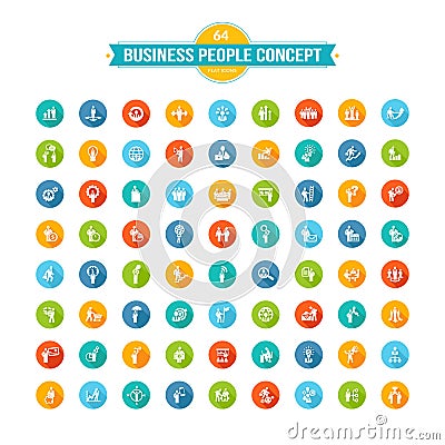 Set of flat design business people concept icons Vector Illustration