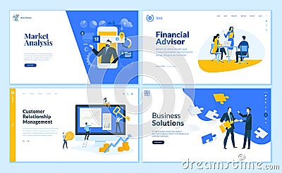 Set of flat design business web page templates Vector Illustration