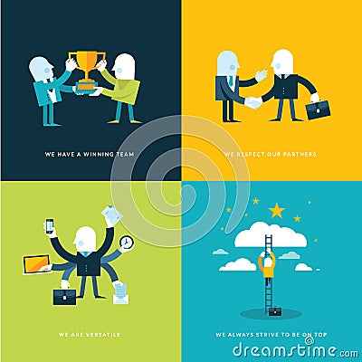 Set of flat design concept icons for business Vector Illustration