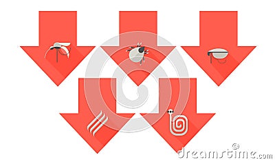 Set of flat design icons with dogs parasites as mosquitoes, crucifers, tapeworms, fleas and ticks Vector Illustration