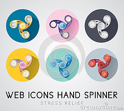 Set of flat design icons hand spinner Vector Illustration