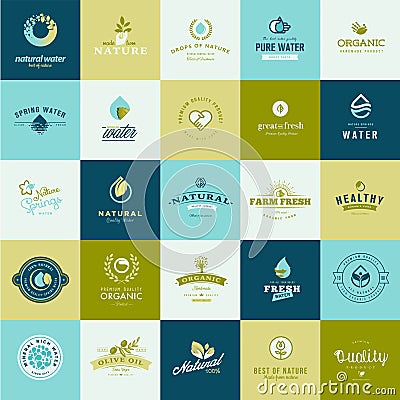 Set of flat design icons for nature, food and drink Vector Illustration