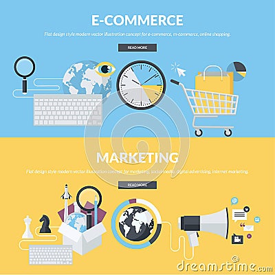 Set of flat design style concepts for business and marketing Vector Illustration