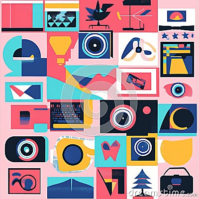 Set of flat design vector icons for web and mobile applications in different colors Stock Photo