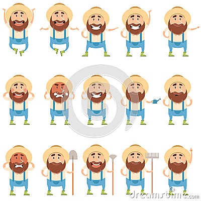 Set of flat farmer icons Vector Illustration