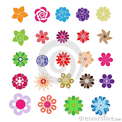 Set of flat icon flower in silhouette isolated on white vector Vector Illustration