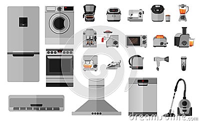 Set of 22 flat icons of household items Vector Illustration