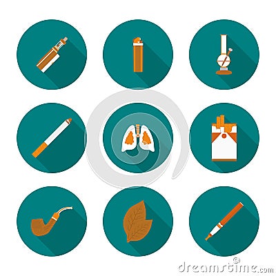 Set flat icons Smoking Vector Illustration