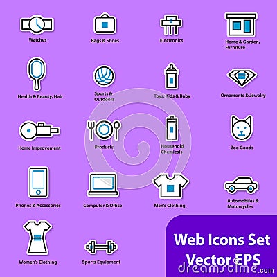 The set of flat icons for web sites. Vector Illustration