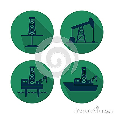 Set of flat vector oil and gas industry icons Vector Illustration