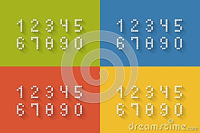 Set of flat pixel numbers Vector Illustration