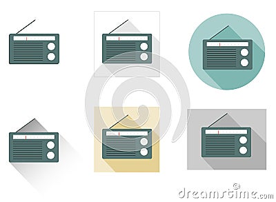 Set of 6 flat radio icons Vector Illustration