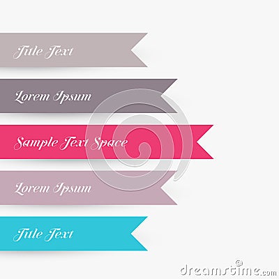 Set of flat ribbons in different color and size Vector Illustration