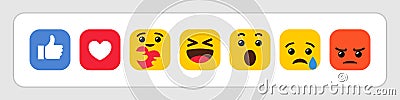 Networks Emoji reactions set square corners Vector Illustration