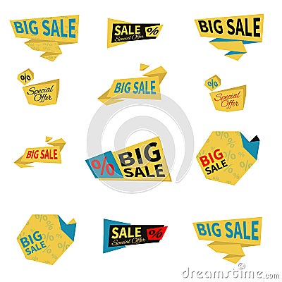 Set of flat sale stickers. Vector illustrations Vector Illustration