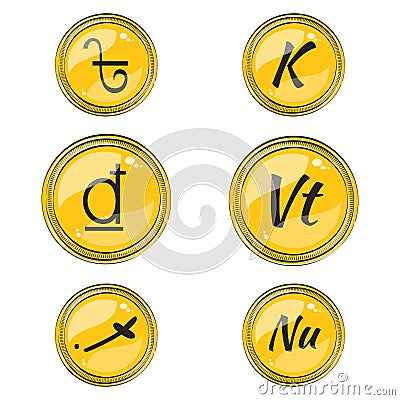 Set with Flat South Asian Currency Symbols Vector Illustration