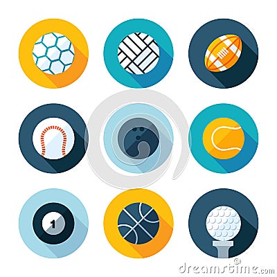 Set of flat sports icons. Stock Photo