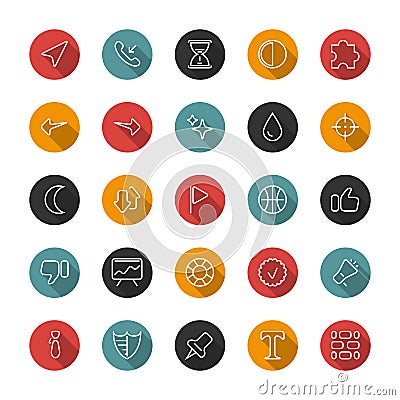Set of flat thin icons. Style lines. Vector collection. Vector Illustration