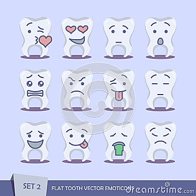 Set of flat tooth Vector Illustration