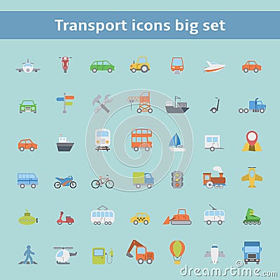 Set of flat transportation vehicles icons Vector Illustration