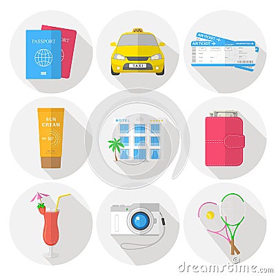 Set of flat vector travel icons Vector Illustration