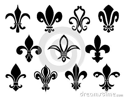Set of Fleurs-de-lis icons. Vector Illustration
