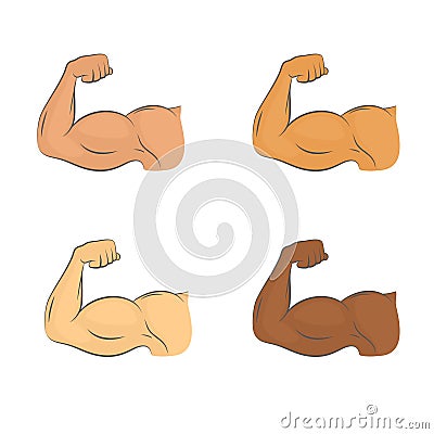 Set of flexed biceps colored icons Vector Illustration