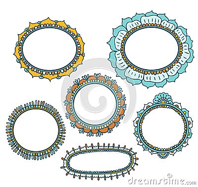 Set of floral doodle frames Vector Illustration