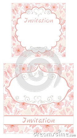 Set of floral invitations Vector Illustration