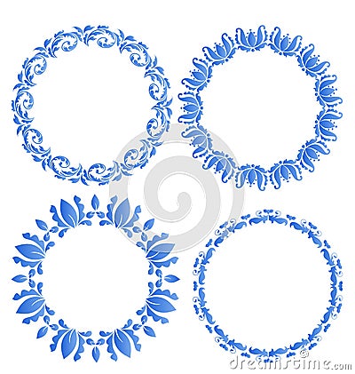 Set floral ornate round frames for your design of celebration po Vector Illustration