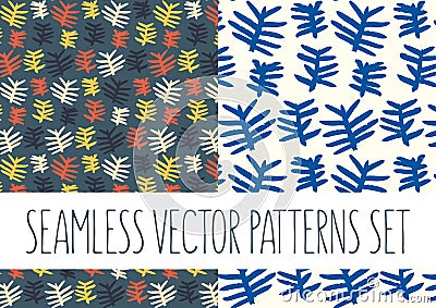 Set of floral patterns with abstract leafs Vector Illustration