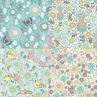 Set of floral patterns Vector Illustration