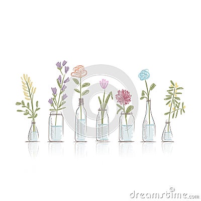 Set of floral pots for your design Vector Illustration