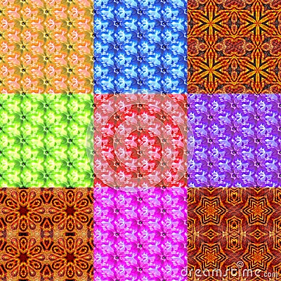 Set of floral seamless pattern generated textures Stock Photo