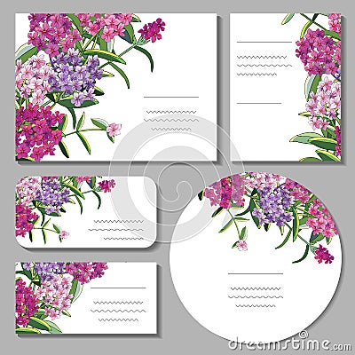 Set with floral templates on white background Stock Photo