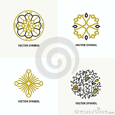 Set of flourish design templates. Vector Illustration
