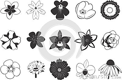 Set of flower icons Vector Illustration