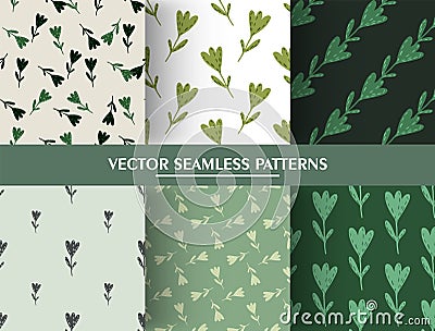 Set of flower ornament seamless pattern. Tulip patterns collections. Simple print. Cartoon Illustration