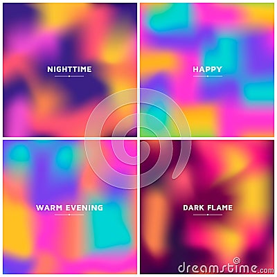 Set fluid colors background, square blurred background, purple, Vector Illustration