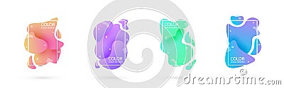 Set of fluid shapes with white frame. Abstract trendy elements on white backdrop. Calm liquid design collection. Simple Vector Illustration