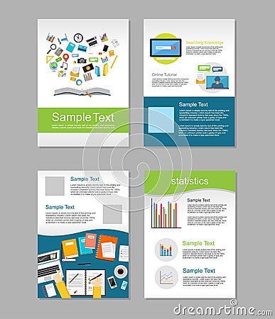 Set of Flyer. Brochure Design Templates. Education Infographic Concept. E-learning Concept. Vector Illustration