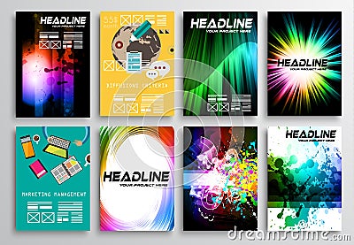 Set of Flyer Design, Flat User Interface. Brochure Designs Vector Illustration