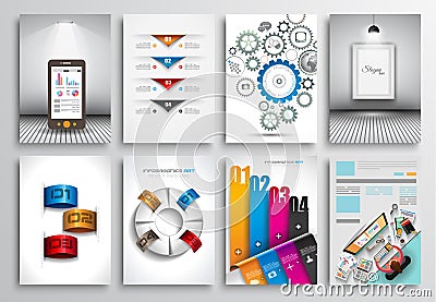 Set of Flyer Design, Web Templates. Brochure Designs, Infographics Backgrounds Vector Illustration