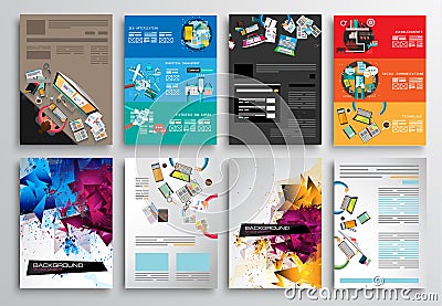 Set of Flyer Design, Web Templates. Brochure Designs, Infographics Vector Illustration