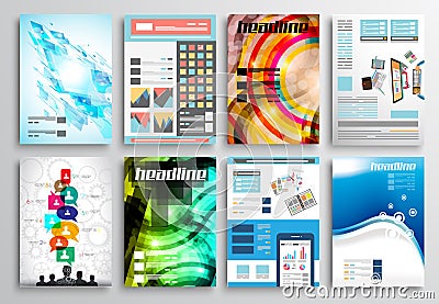 Set of Flyer Design, Web Templates. Brochure Designs, Technology Backgrounds Vector Illustration