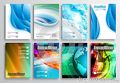 Set of Flyer Design, Web Templates. Brochure Designs, Technology Backgrounds Vector Illustration