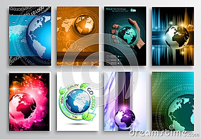 Set of Flyer Design, Web Templates. Brochure Designs, Technology Backgrounds Vector Illustration