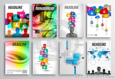 Set of Flyer Design, Web Templates. Brochure Designs, Technology Backgrounds Vector Illustration